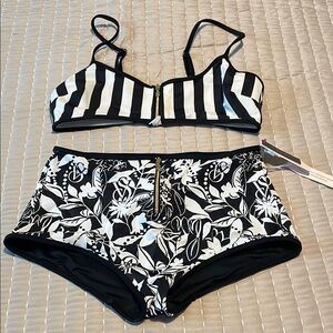 Victoria's Secret Black and White Floral Swimwear